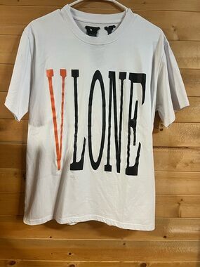 VLONE White Tee with Black & Orange Logo